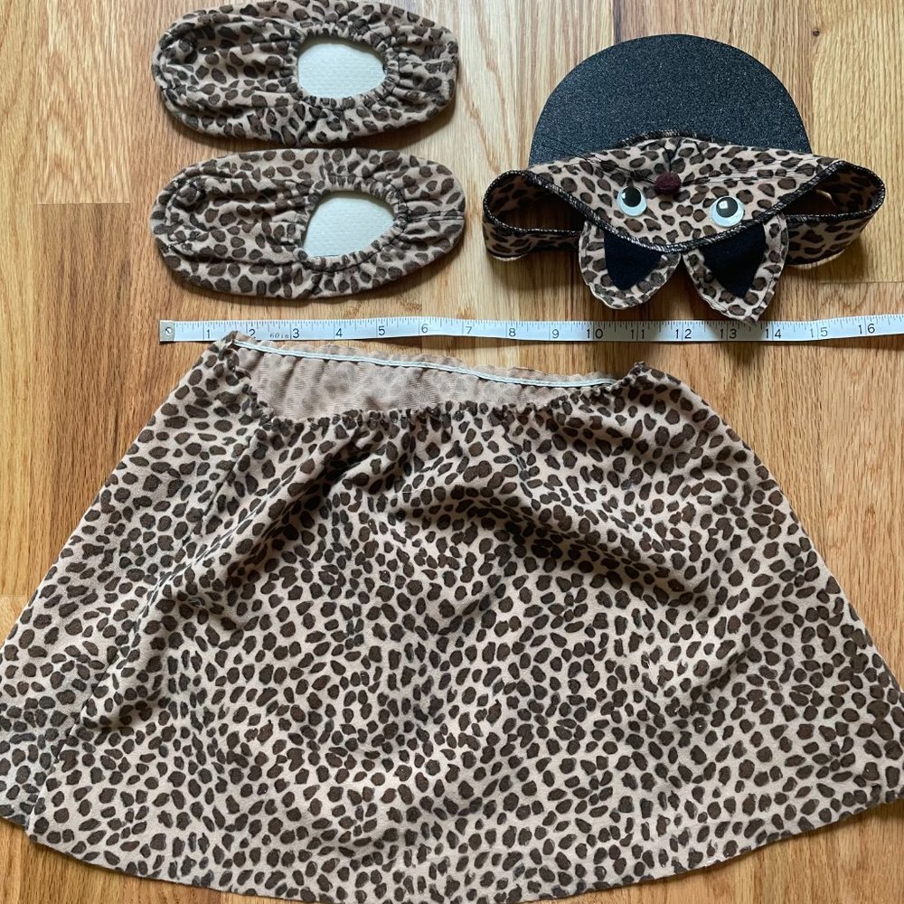 3 Pc Leopard Set Halloween Costume Hat, Skirt & Shoes
